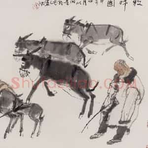 1984年 卢沉《牧归图》国画人物作品图片赏析