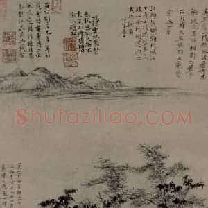 元代 倪瓒《六君子图轴》国画山水作品图片赏析