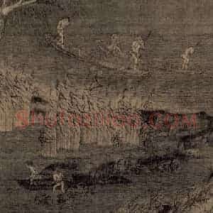 五代南唐 赵干《江行初雪图》国画山水作品图片赏析