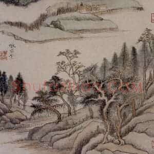明代 董其昌《仿古山水图页》国画山水作品图片赏析