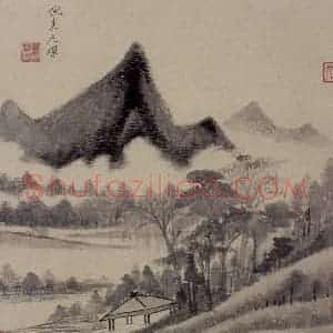明代 董其昌《仿古山水图页》国画山水作品图片赏析