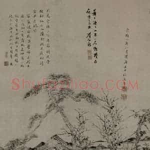 明代 程嘉燧《霜林远轴图轴》国画山水作品图片赏析