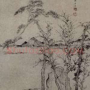 明代 程嘉燧《霜林远轴图轴》国画山水作品图片赏析