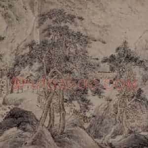 明代 沈士充《松林草堂图卷》国画山水作品图片赏析