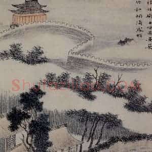 明代 宋懋晋《杜甫诗意图页》国画山水作品图片赏析