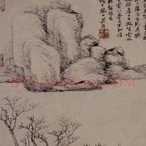 清代 吴历《仿倪瓒寒山亭子图页》国画山水作品图片赏析