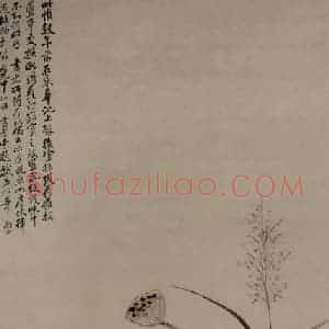 清代 恽寿平《荷花芦草图轴》国画山水作品图片赏析