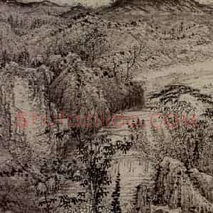 清代 石涛《淮扬洁秋图轴》国画山水作品图片赏析