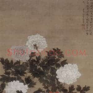 清代 张伟《牡丹图轴》国画花鸟作品图片赏析