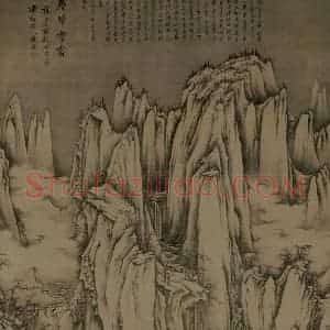 清代 黄鼎《群峰雪霁图轴》国画山水作品图片赏析