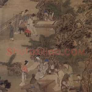 清代 王云《西园雅集图轴(局部)》国画综合作品图片赏析