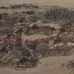 清代 袁江《东园图卷》国画山水作品图片赏析