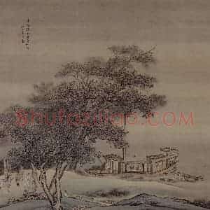清代 袁耀《浔阳饯别图轴》国画山水作品图片赏析