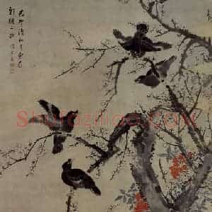 清代 余省《花鸟图轴》国画花鸟作品图片赏析