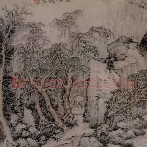 清代 张洽《山水图页之一》国画山水作品图片赏析