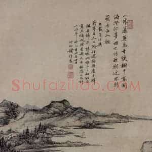 清代 钱维乔《秋江帆影图轴》国画山水作品图片赏析