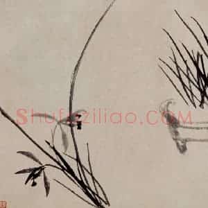 清代 郑燮《兰蒲图页》国画花鸟作品图片赏析