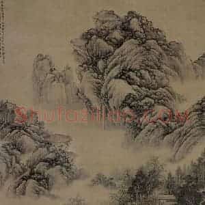 清代 蔡嘉《云山幽居图轴》国画山水作品图片赏析