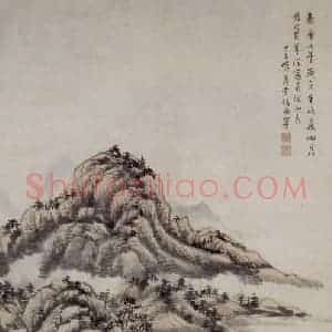 清代 张赐宁《南徐山色图轴》国画山水作品图片赏析