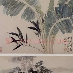 清代 汤贻汾《花卉山水图页》国画花鸟作品图片赏析