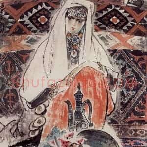 1999年 王绪阳《新娘》国画人物作品图片赏析