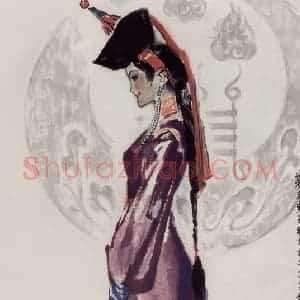 1987年 王绪阳《蒙古舞蹈家》国画人物作品图片赏析