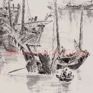 1999年 王绪阳《潮起潮落》国画人物作品图片赏析