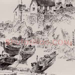 1999年 王绪阳《小滩》国画人物作品图片赏析