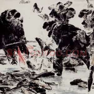 1984年 王绪阳《冰湖鱼跃》国画人物作品图片赏析