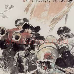 1988年 王绪阳《新春乐》国画人物作品图片赏析