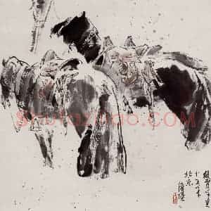 1992年 王绪阳《塞北的雪》国画人物作品图片赏析