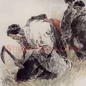 1999年 王绪阳《收获》国画人物作品图片赏析