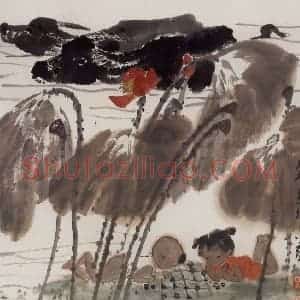 现代 张广《对弈图》国画综合作品图片赏析