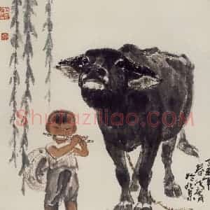 现代 张广《知音》国画综合作品图片赏析