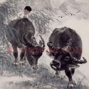 现代 张广《清漓江畔》国画综合作品图片赏析