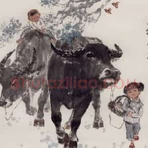 现代 张广《春牧》国画综合作品图片赏析