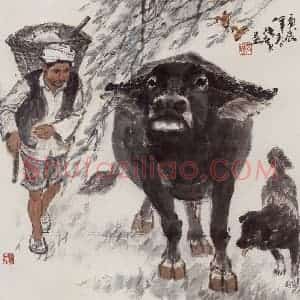 现代 张广《春播时节》国画综合作品图片赏析