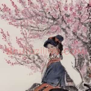 现代 张广《桃花盛开》国画综合作品图片赏析