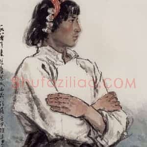 现代 张广《藏族青年》国画人物作品图片赏析