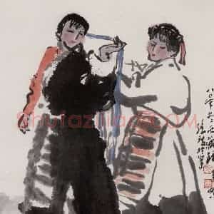 张广《梳妆》国画人物作品图片赏析