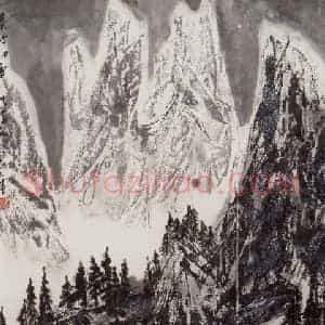 现代 张广《秦岭雪》国画山水作品图片赏析