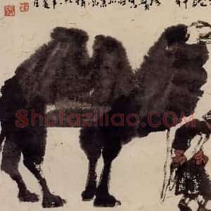现代 张广《三驼行》国画综合作品图片赏析