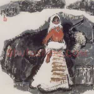 现代 张广《藏北风情》国画综合作品图片赏析