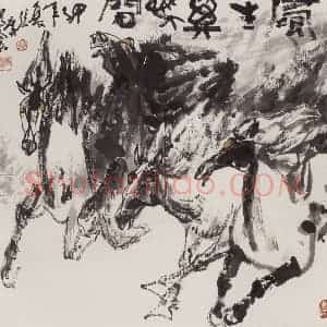 现代 张广《风声万马之间》国画花鸟作品图片赏析