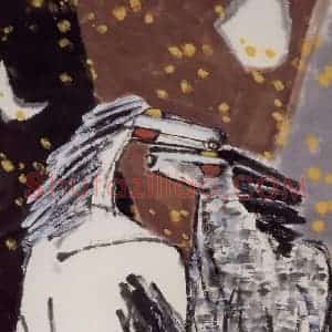 现代 张广《月圆》国画花鸟作品图片赏析