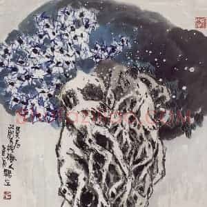 2005年 赵梅生《莫忘前贤种树人》国画花鸟写意作品图片赏析
