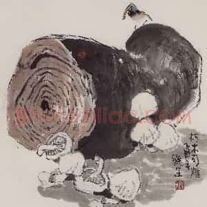 2005年 赵梅生《朽木可雕》国画花鸟写意作品图片赏析