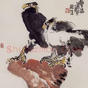 2005年 赵梅生《双英图》国画花鸟写意作品图片赏析