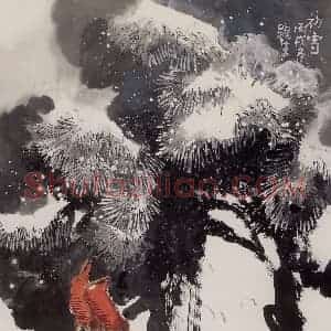 2006年 赵梅生《初雪》国画花鸟写意作品图片赏析