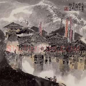 2001年 赵梅生《九寨藏宅》国画山水写意作品图片赏析